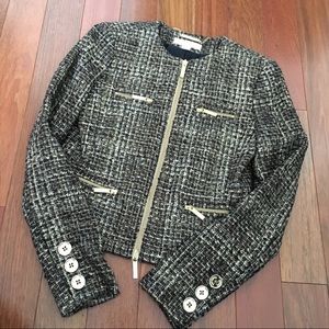 MICHAEL Michael Kors Tweed Zip Up Jacket